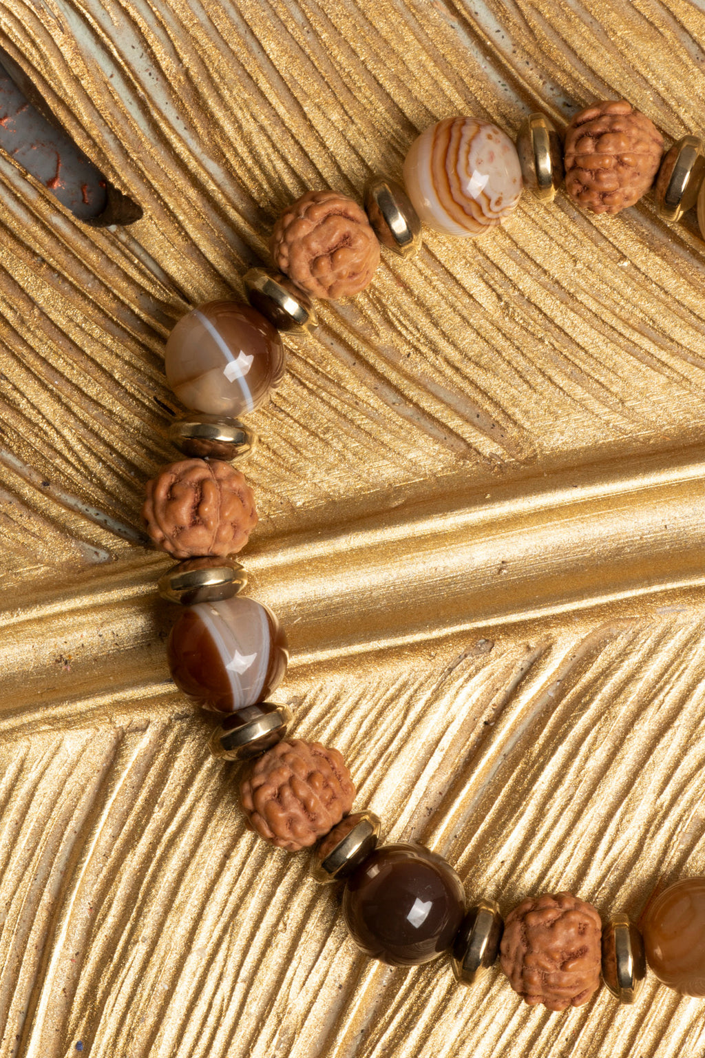 Sertifikalı Doğal Bostwana Akik ve Rudraksha Taşı Bileklik — görsel 4