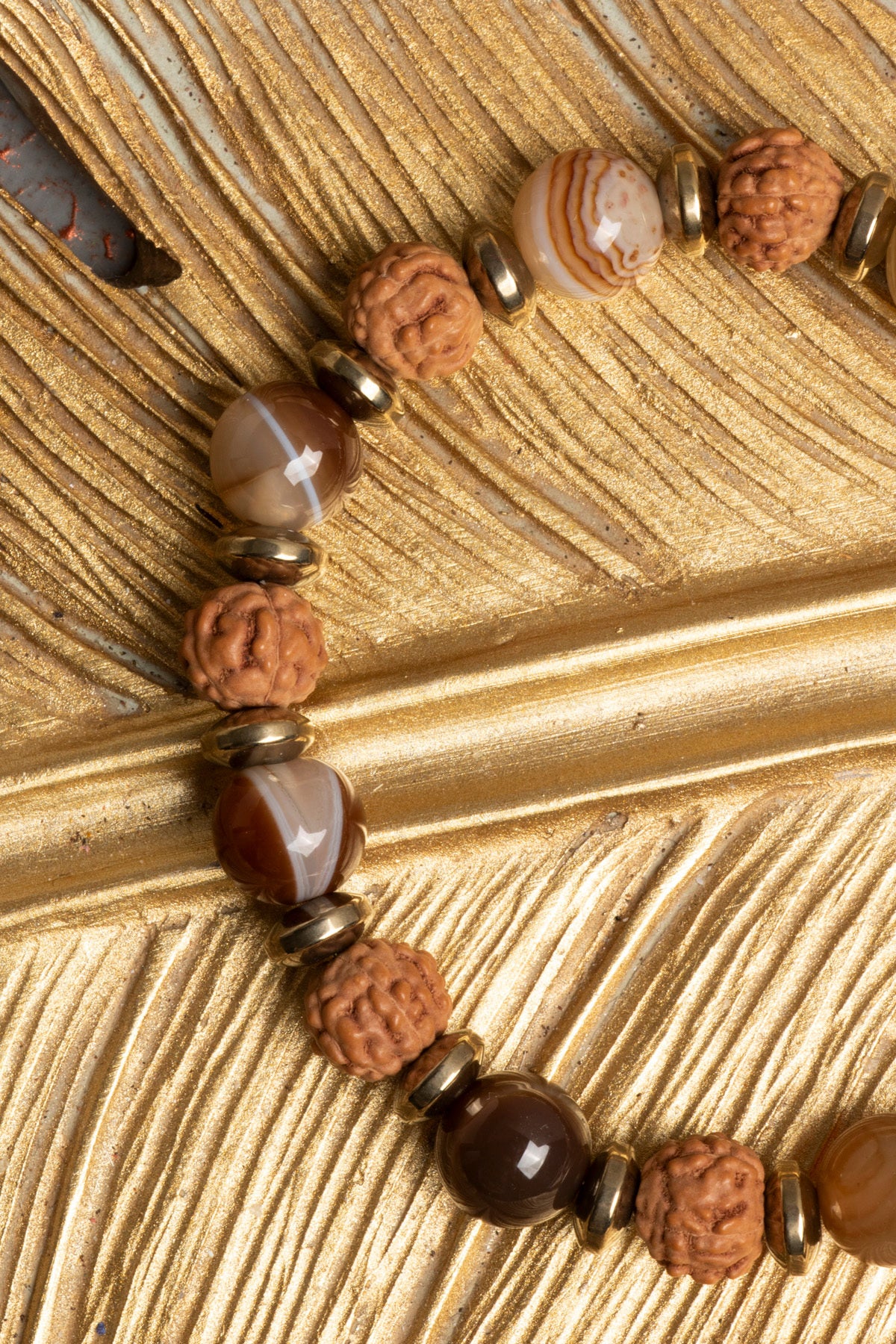 Sertifikalı Doğal Bostwana Akik ve Rudraksha Taşı Bileklik — görsel 4