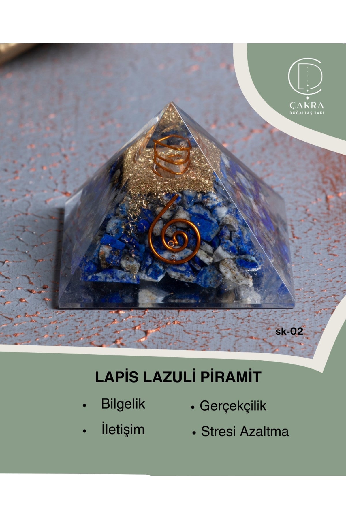 Sertifikalı Lapis lazuli Piramit — görsel 1