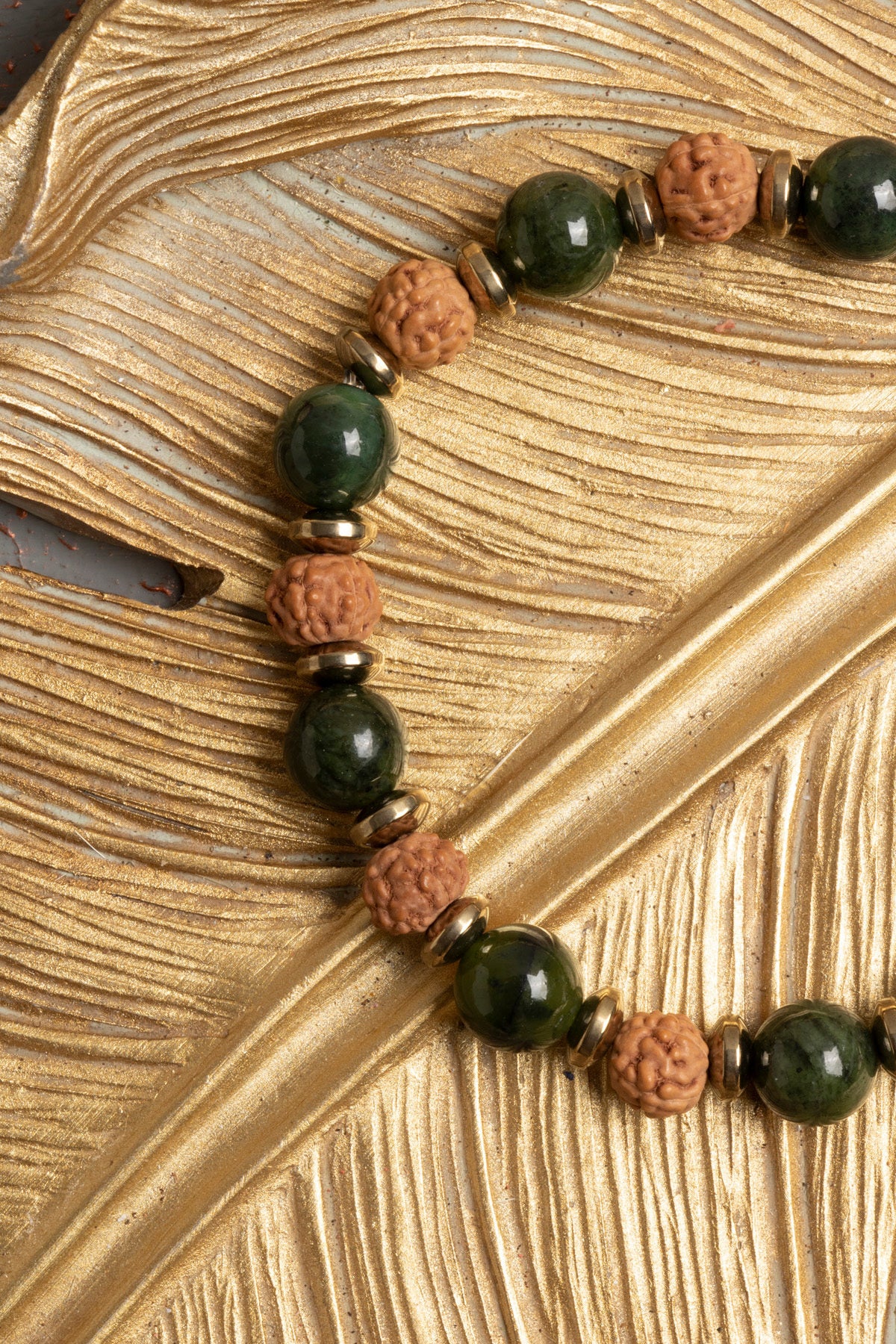Sertifikalı Doğal Rudraksha, Yeşim ve Hematit Taşı Bileklik — görsel 4