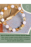 Sitrin & Pembe Kuvars & Gümüş Aparatlı Bileklik — görsel 1