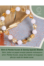 Sitrin & Pembe Kuvars & Gümüş Aparatlı Bileklik — görsel 1