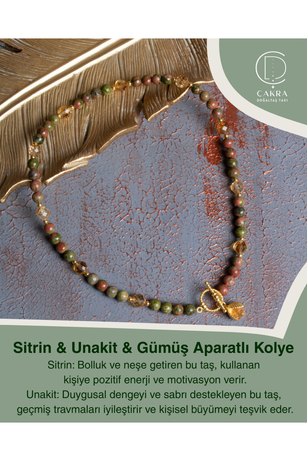 Sitrin & Unakit & Gümüş Aparatlı Kolye — görsel 1