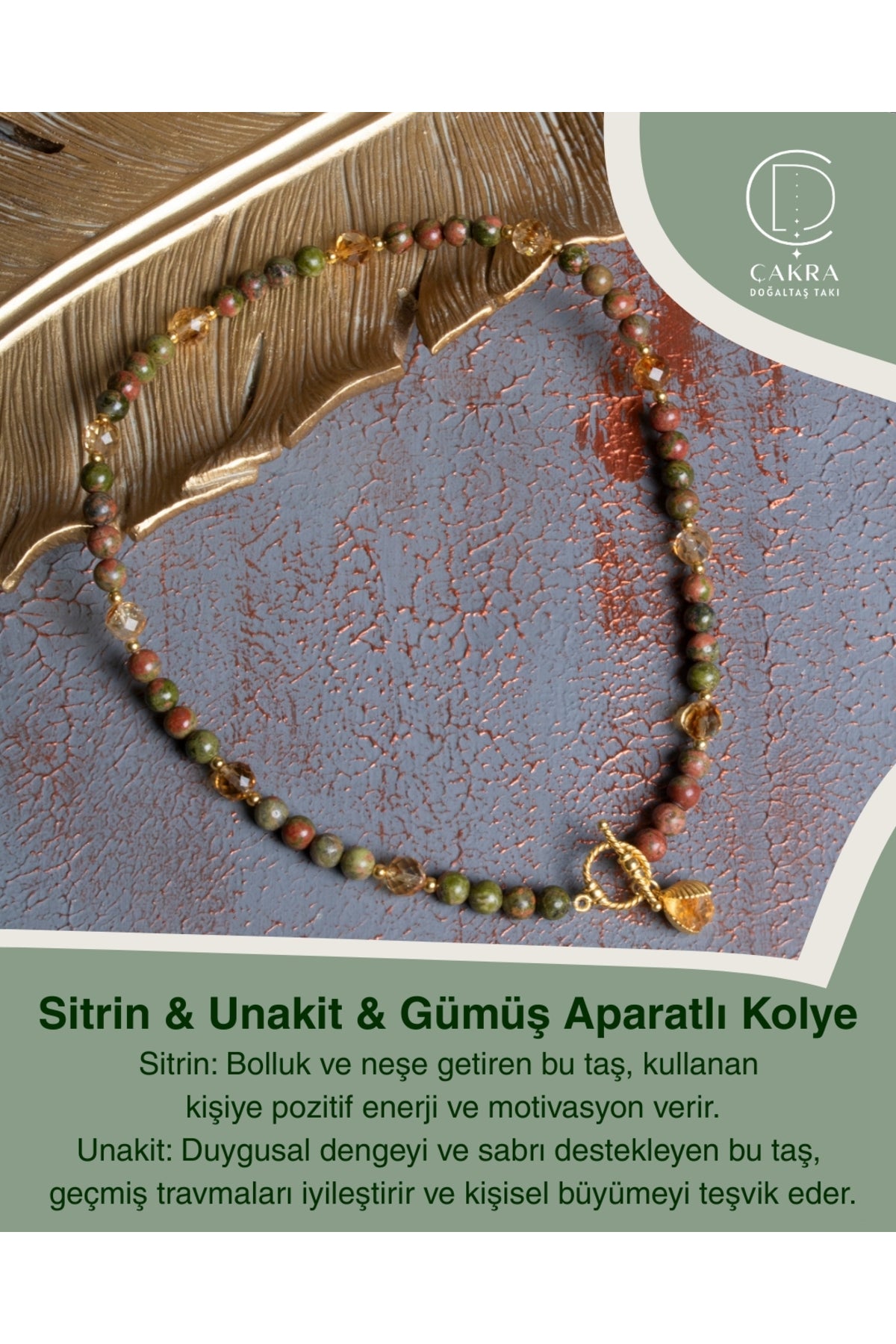 Sitrin & Unakit & Gümüş Aparatlı Kolye — görsel 1