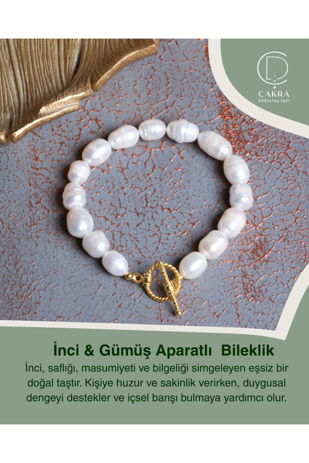 İnci & Gümüş Aparatlı Bileklik — görsel 1