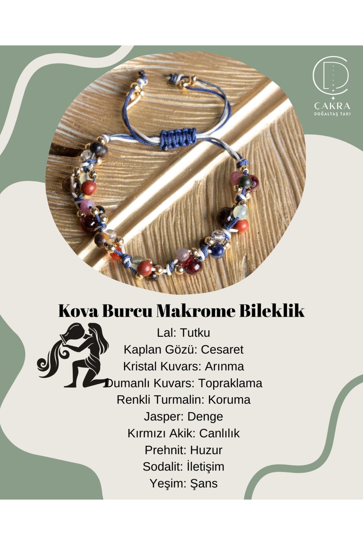 Kova Burcu Makrome Bileklik — görsel 1