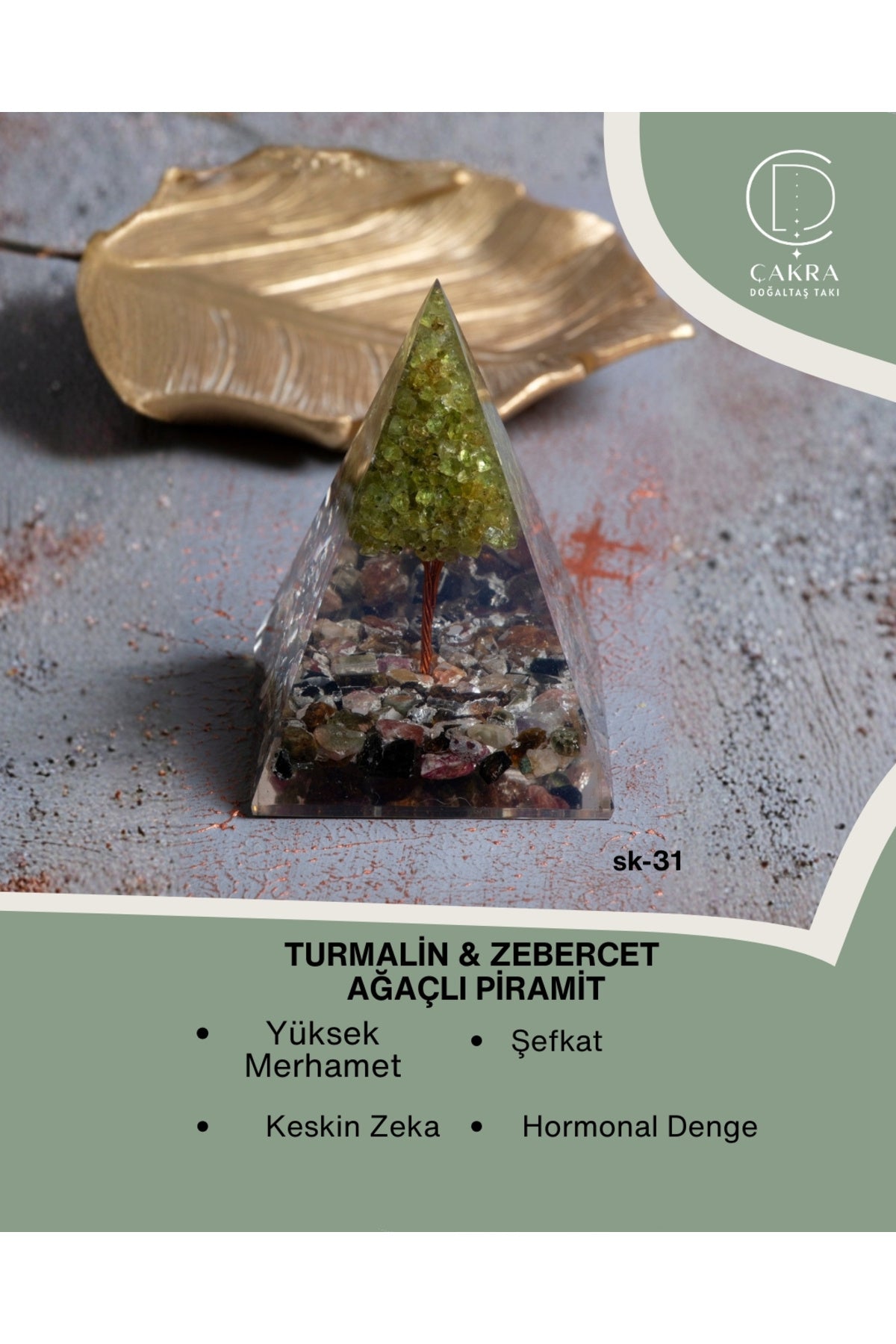 Turmalin & Zebercet Ağaçlı Piramit — görsel 1