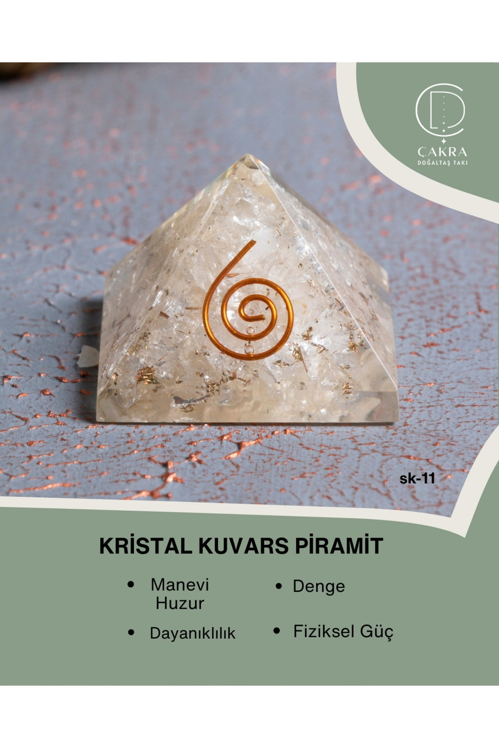 Sertifikalı Kristal Kuvars Piramit — görsel 1