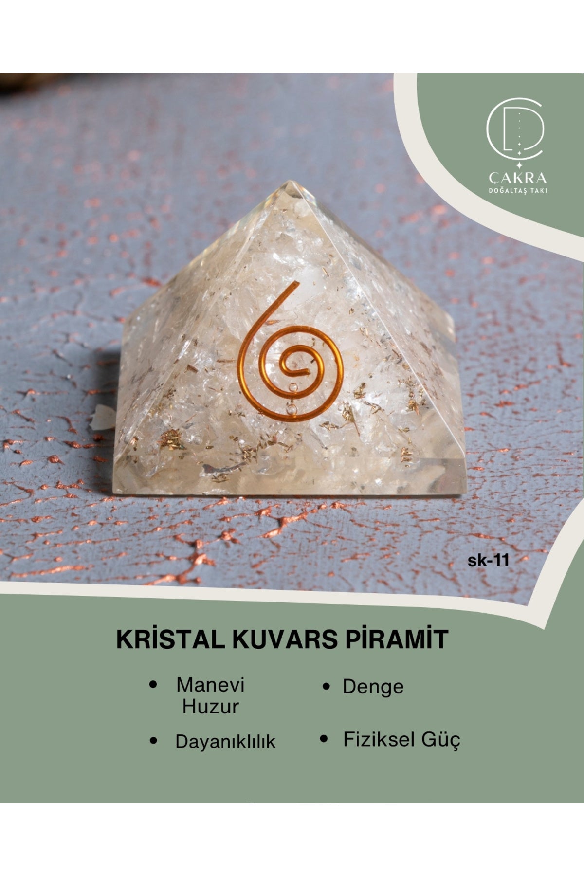 Sertifikalı Kristal Kuvars Piramit — görsel 1