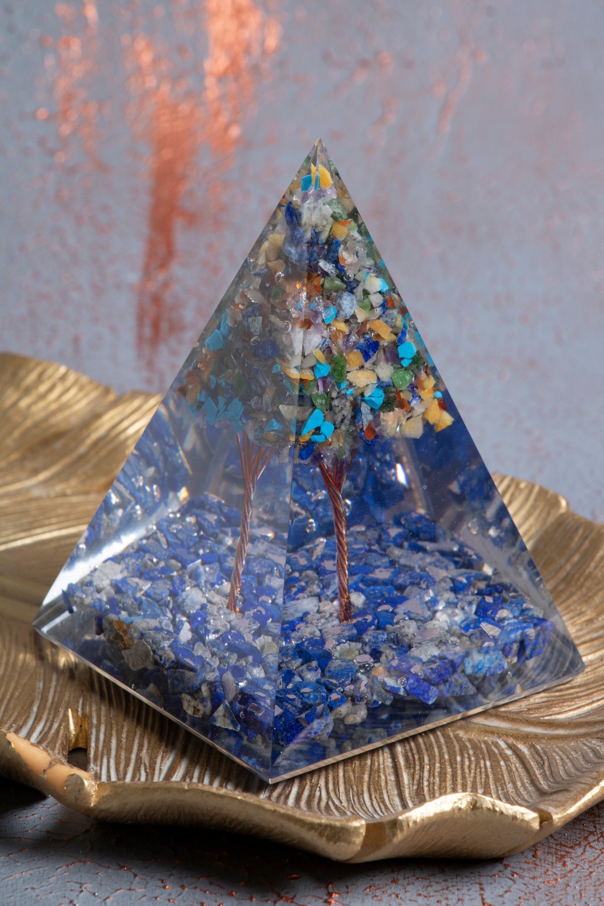 Lapis Lazuli & Çakra Ağaçlı Piramit — görsel 3