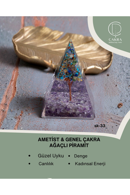 Ametist & Genel Çakra Ağaçlı Piramit — görsel 1