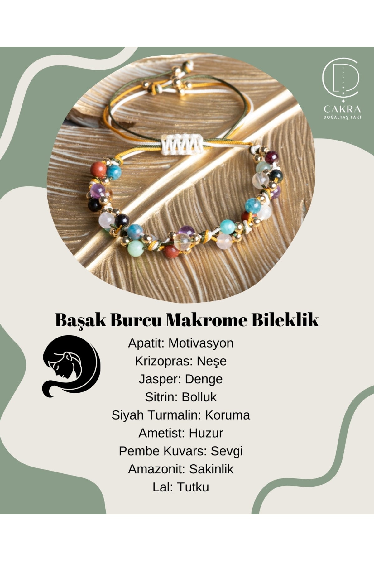 Başak Burcu Makrome Bileklik — görsel 1