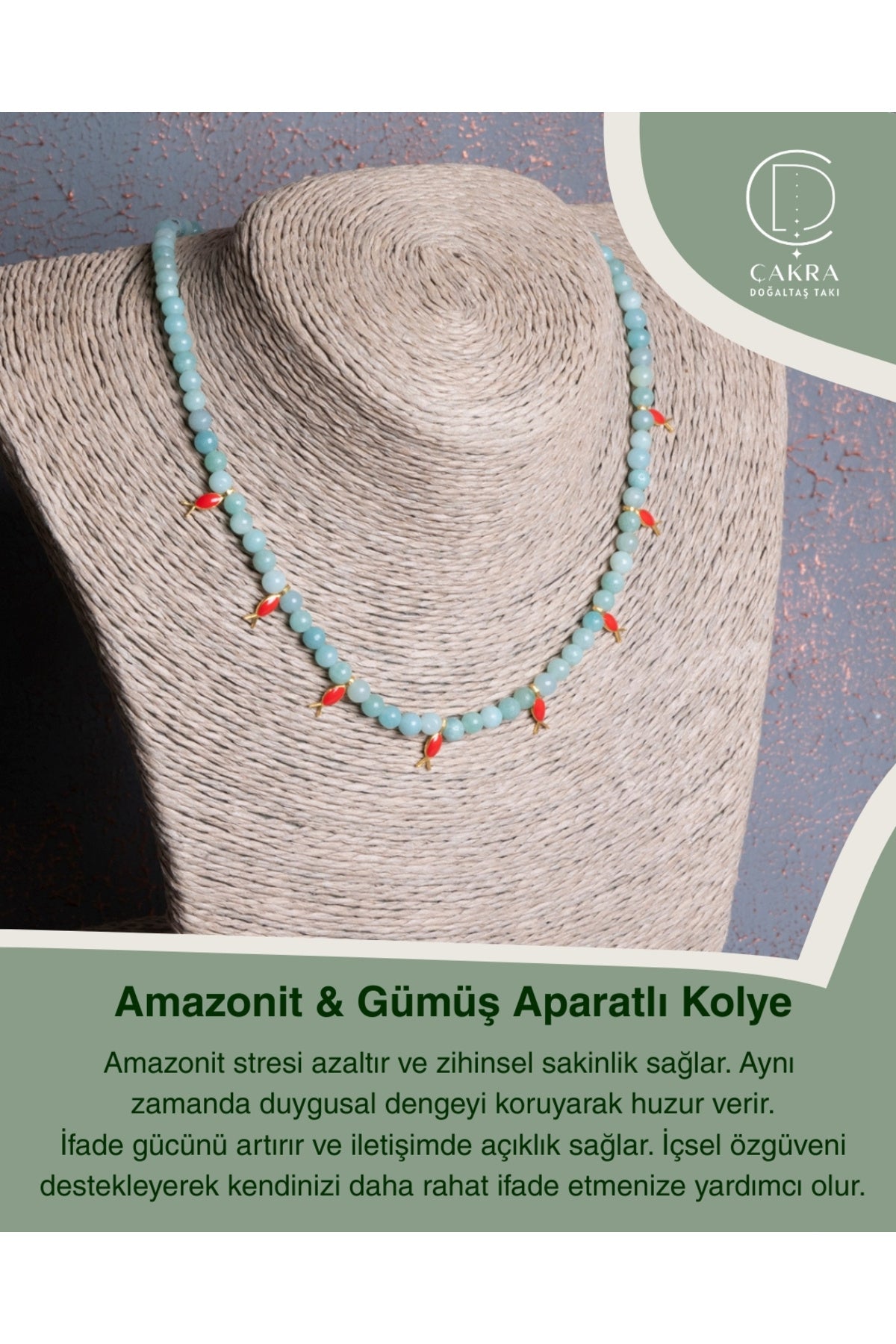 Amazonit & Gümüş Aparatlı Kolye — görsel 1