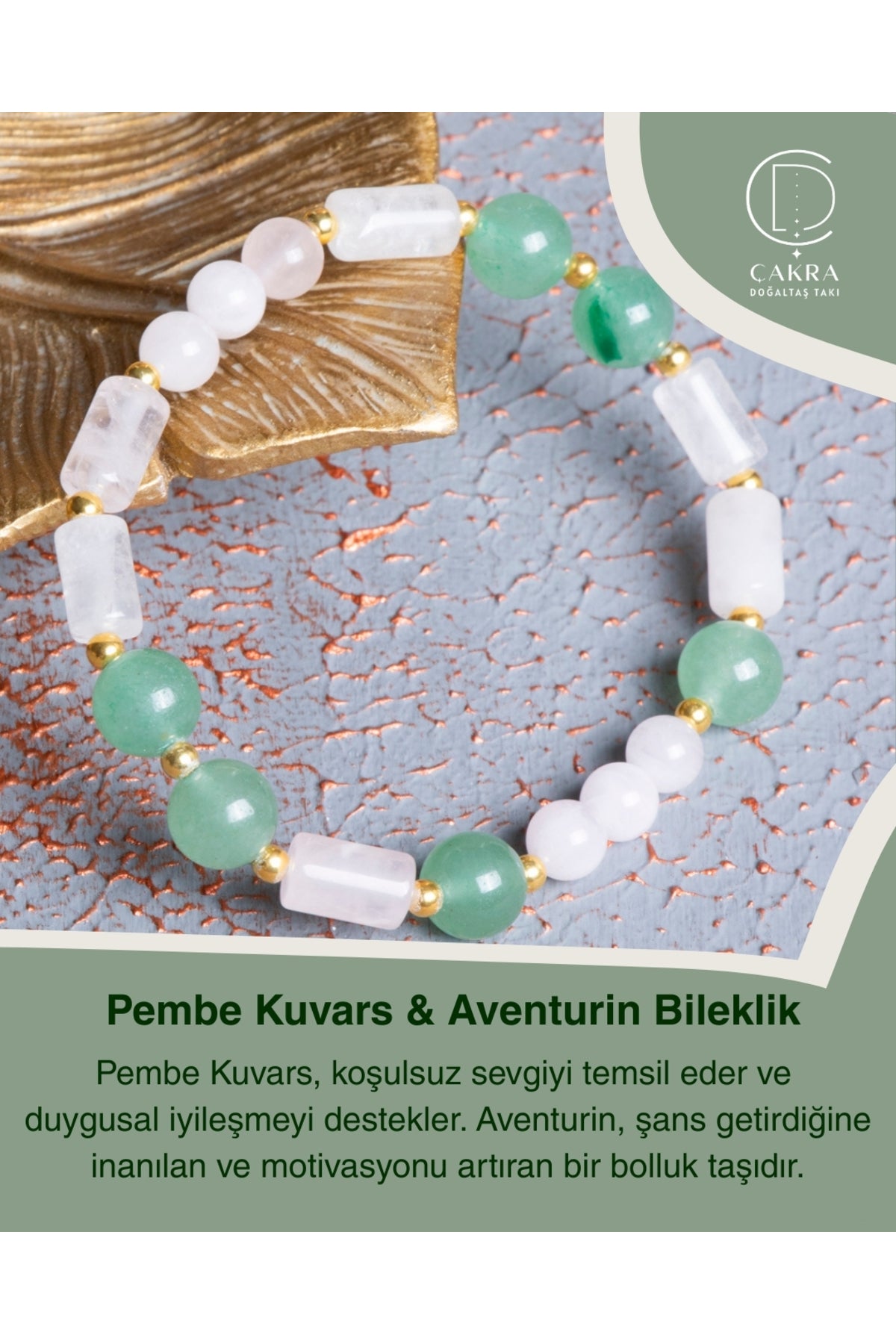 Pembe Kuvars & Aventurin Bileklik — görsel 1