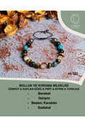 Bolluk ve Koruma Bilekliği Zümrüt & Kaplan Gözü & Pirit & Sitrin & Turkuaz — görsel 1