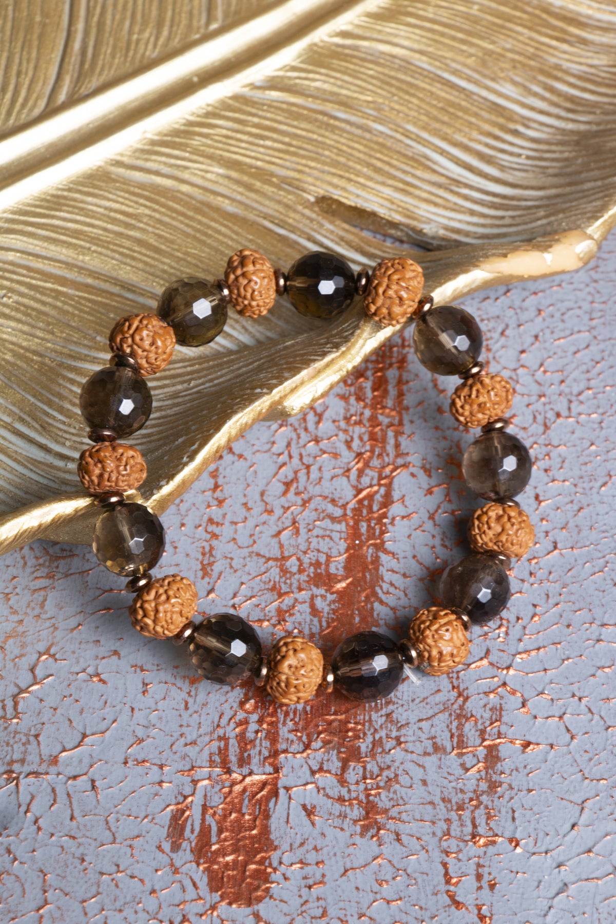 Rudraksha & Dumanlı Kuvars Bileklik — görsel 3
