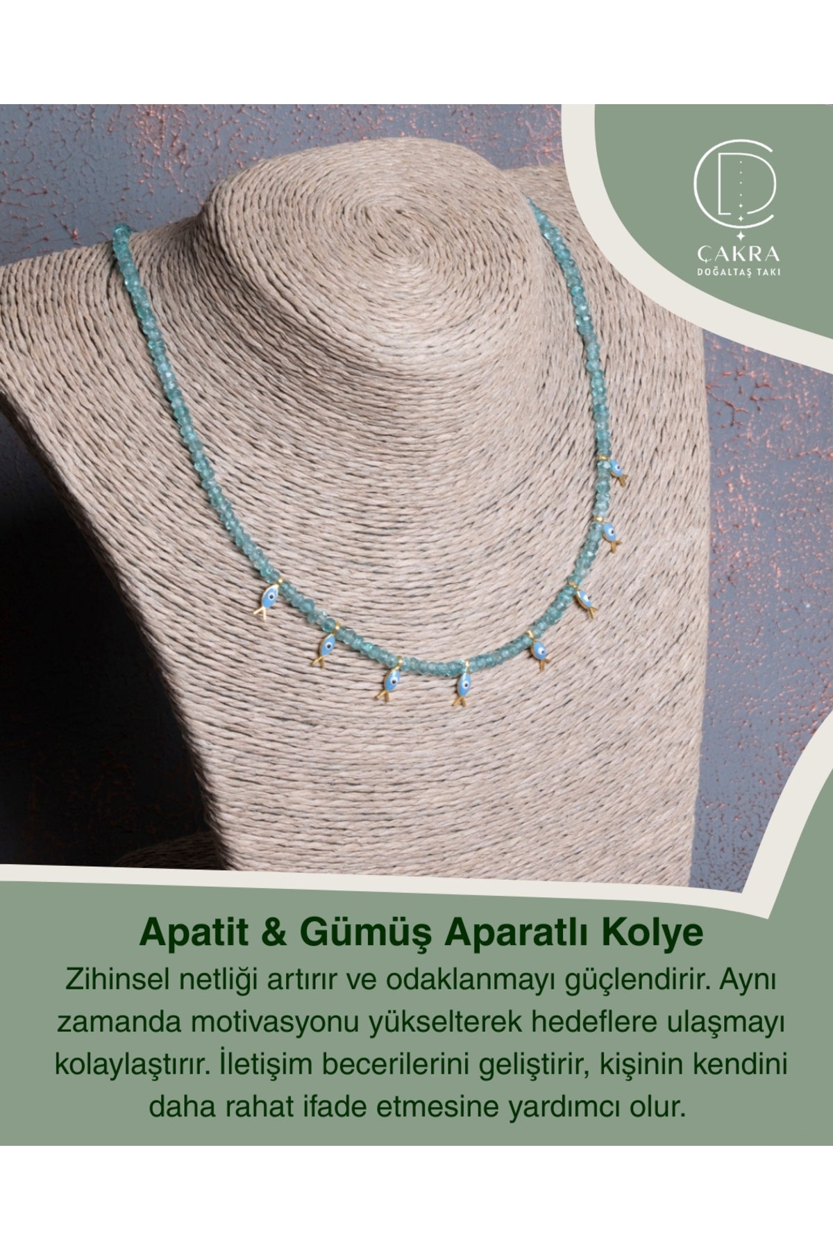 Apatit & Gümüş Aparatlı Kolye — görsel 1