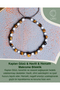 Kaplan Gözü & Havlit & Hematit Makrome Bileklik — görsel 1