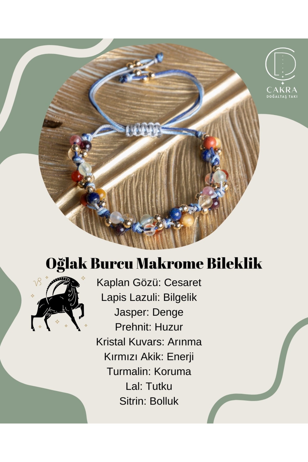 Oğlak Burcu Makrome Bileklik — görsel 1