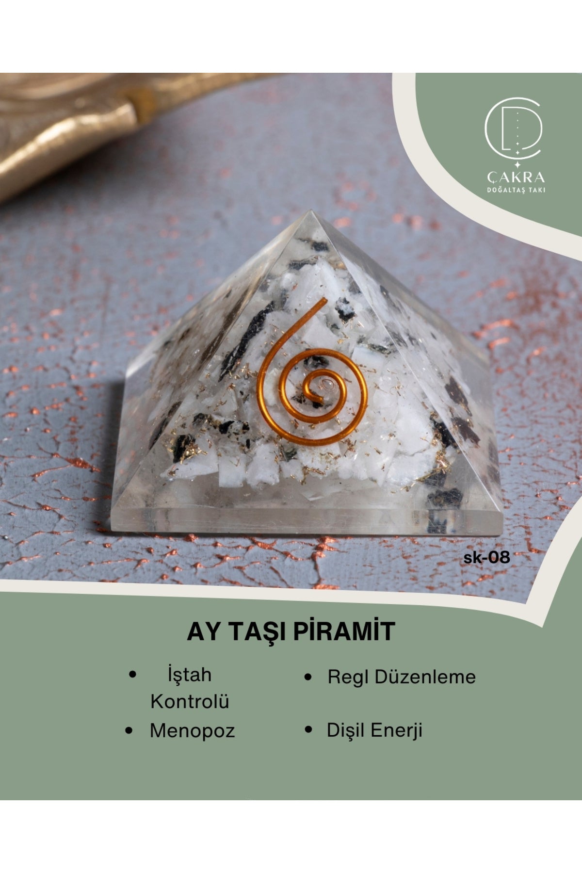 Sertifikalı Ay Taşı Piramit — görsel 1