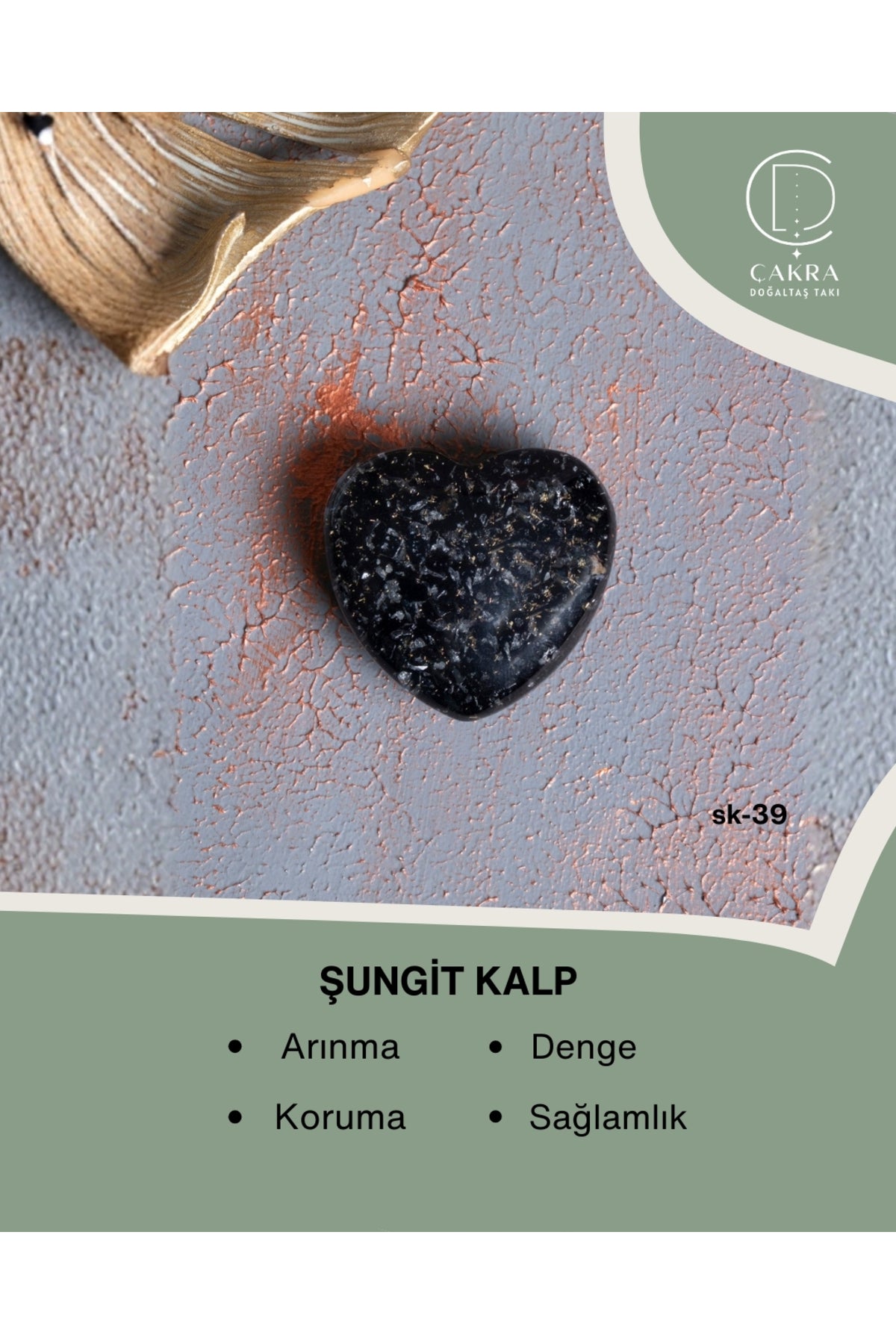 Şungit Kalp — görsel 1