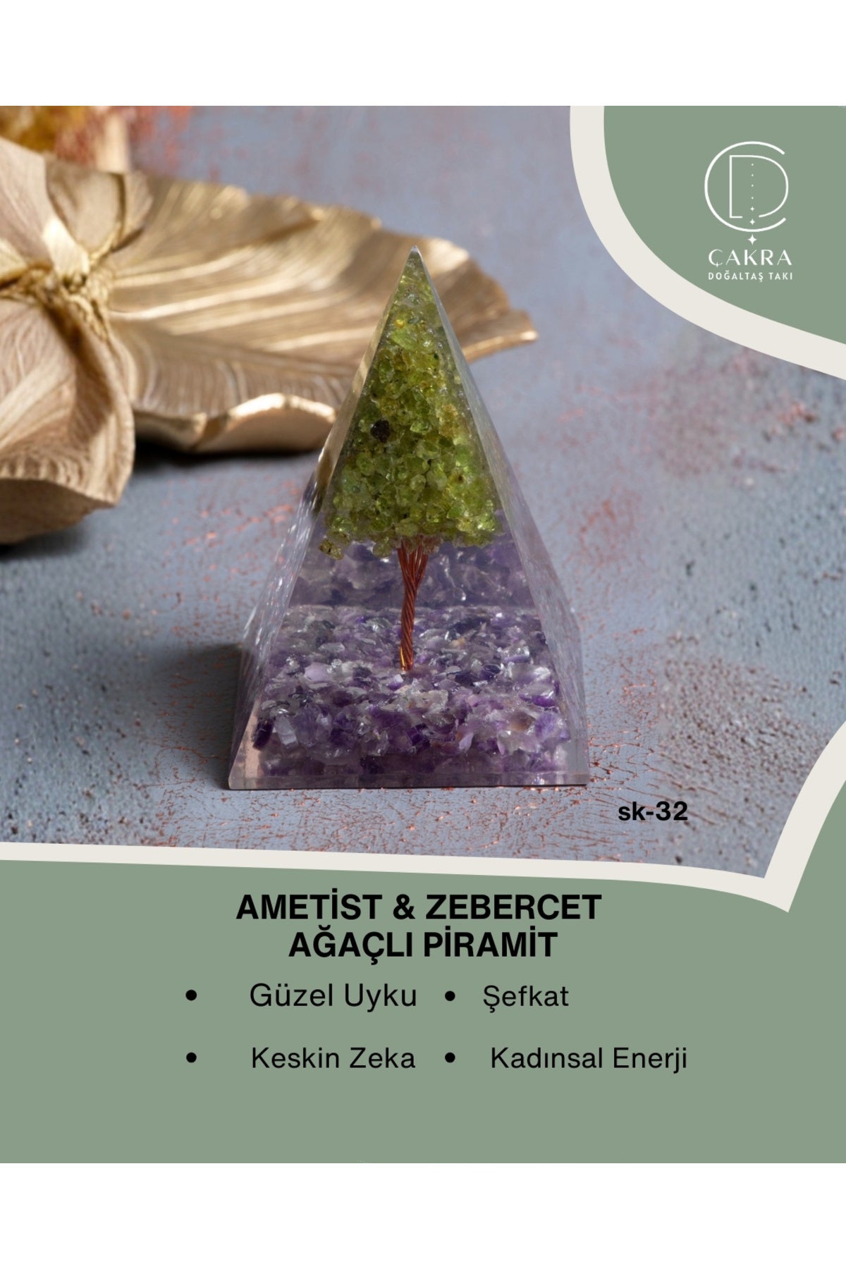 Ametist & Zebercet Ağaçlı Piramit — görsel 1