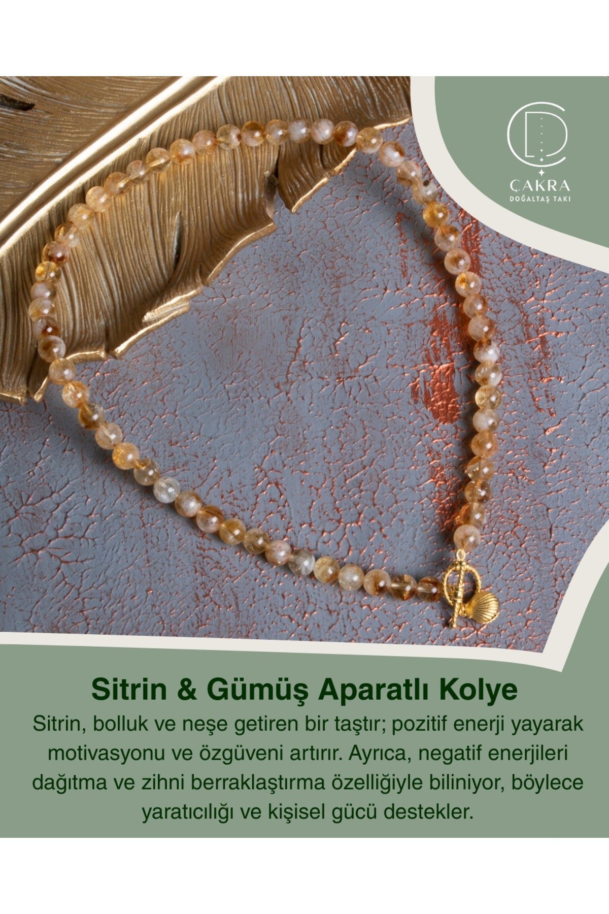 Sitrin & Gümüş Aparatlı Kolye — görsel 1