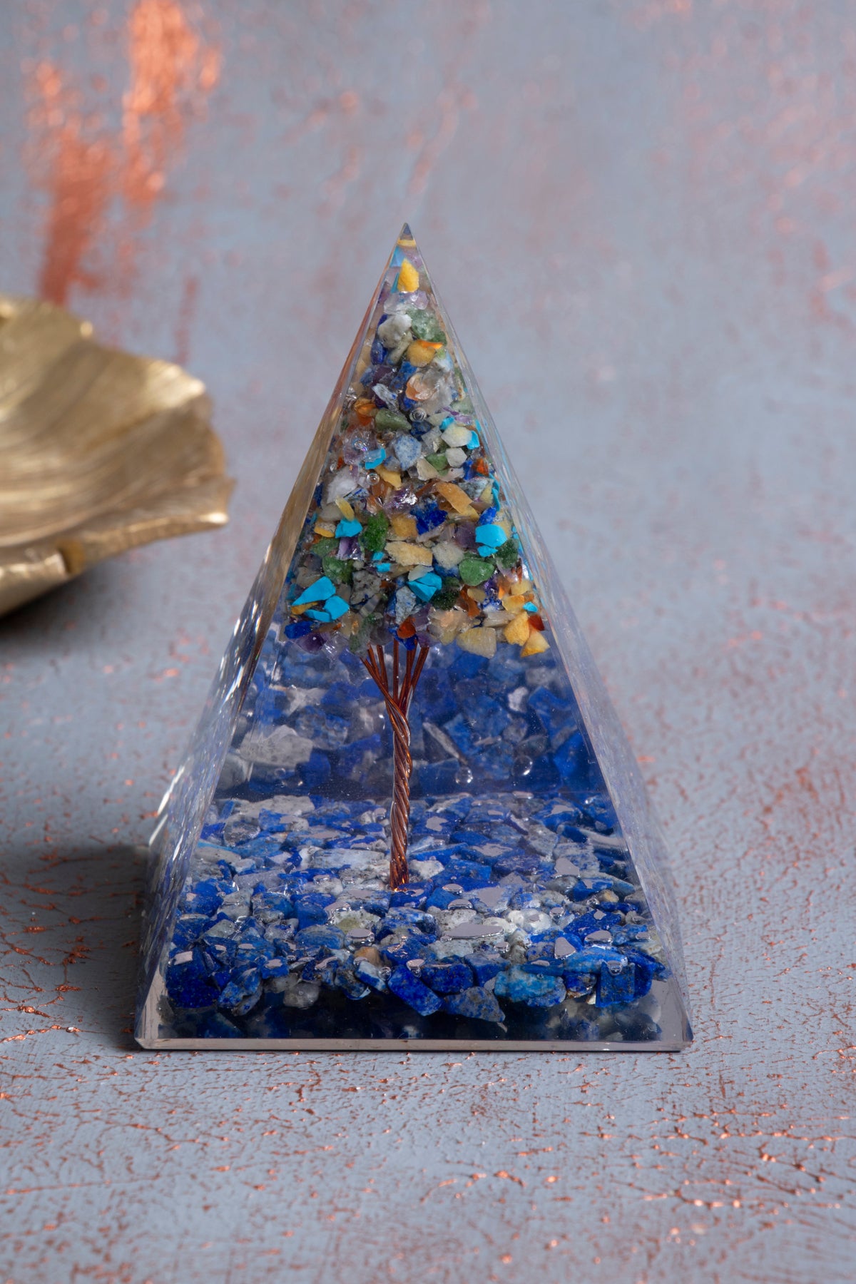 Lapis Lazuli & Çakra Ağaçlı Piramit — görsel 2