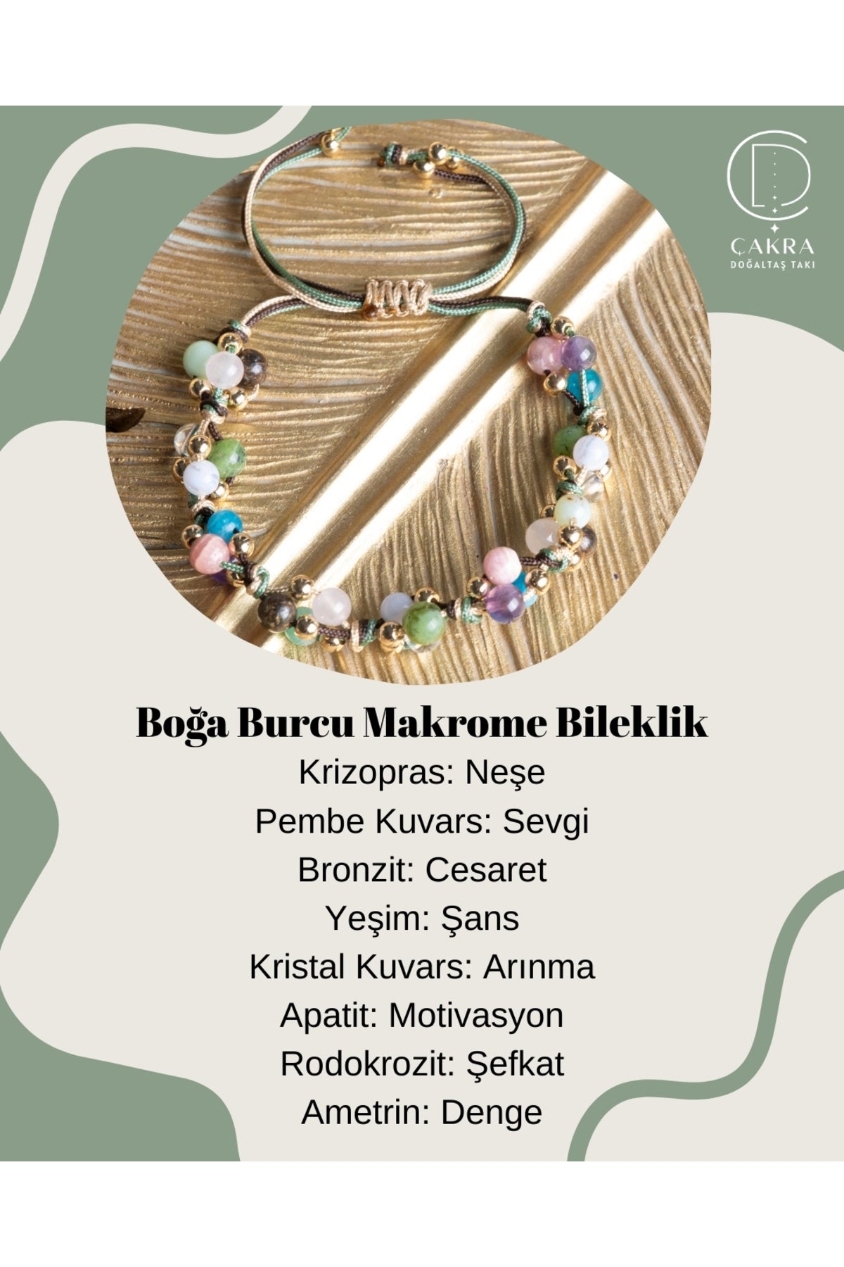 Boğa Burcu Makrome Bileklik — görsel 1