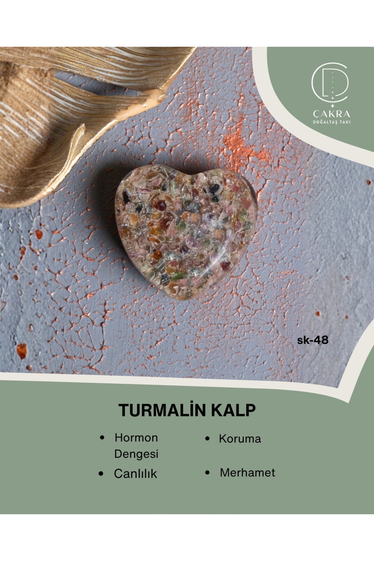 Sertifikalı Turmalin Kalp Obje — görsel 1