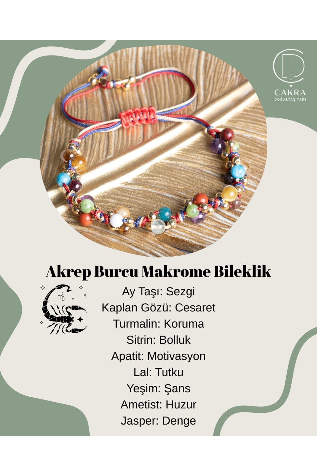 Akrep Burcu Makrome Bileklik — görsel 1