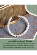 İnci & Gümüş Apatlı Bileklik — görsel 1