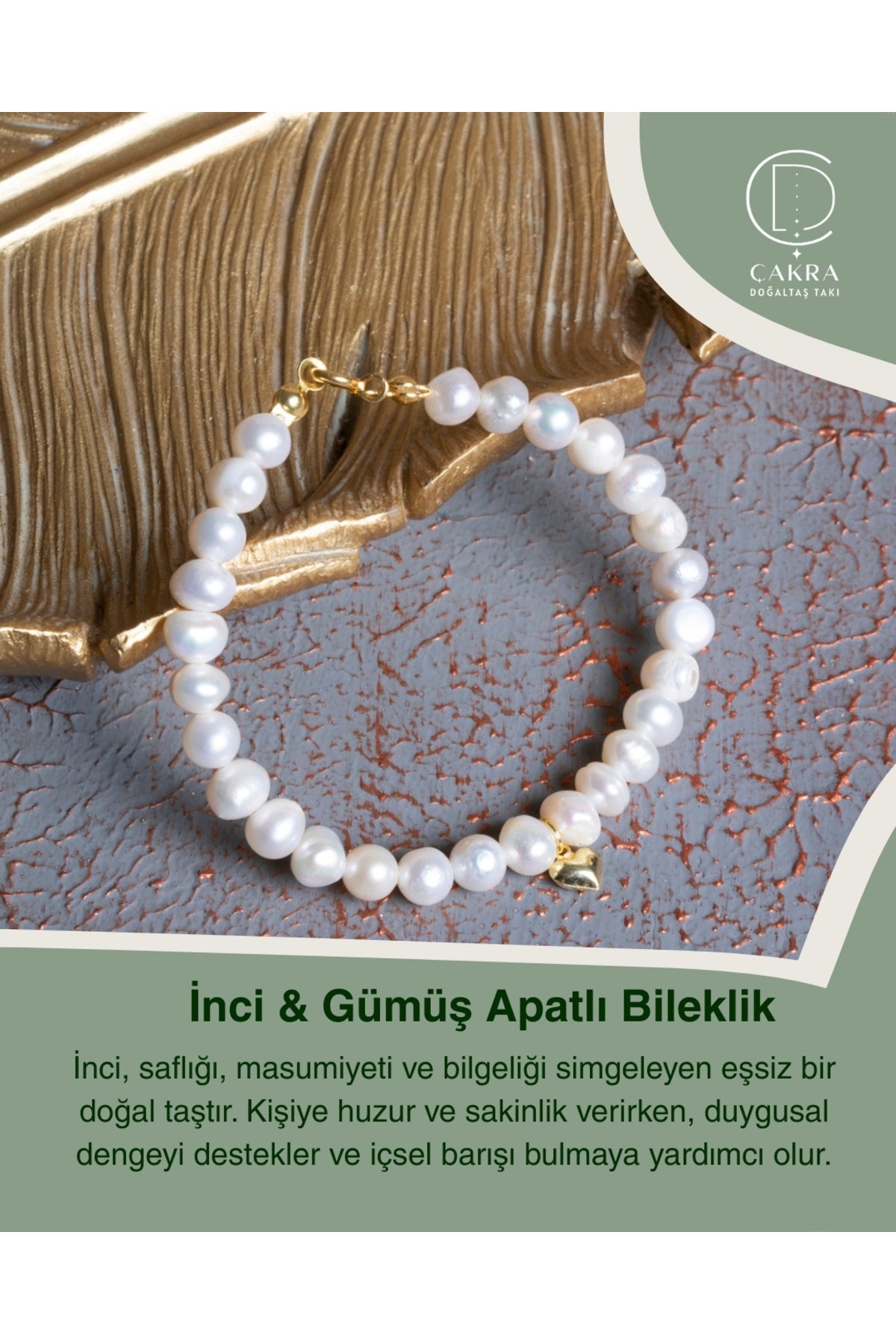 İnci & Gümüş Apatlı Bileklik — görsel 1