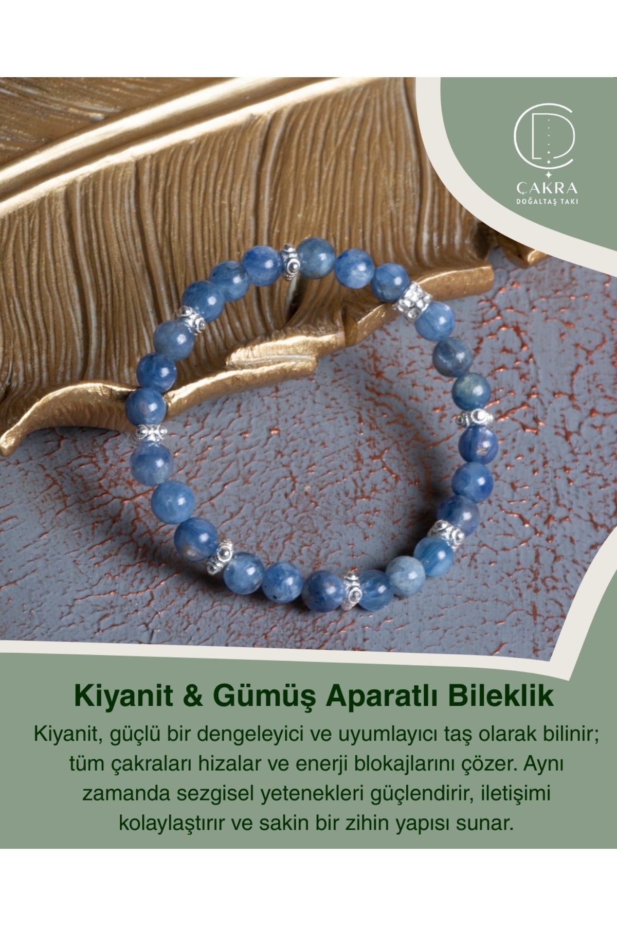 Kiyanit & Gümüş Aparatlı Bileklik — görsel 1
