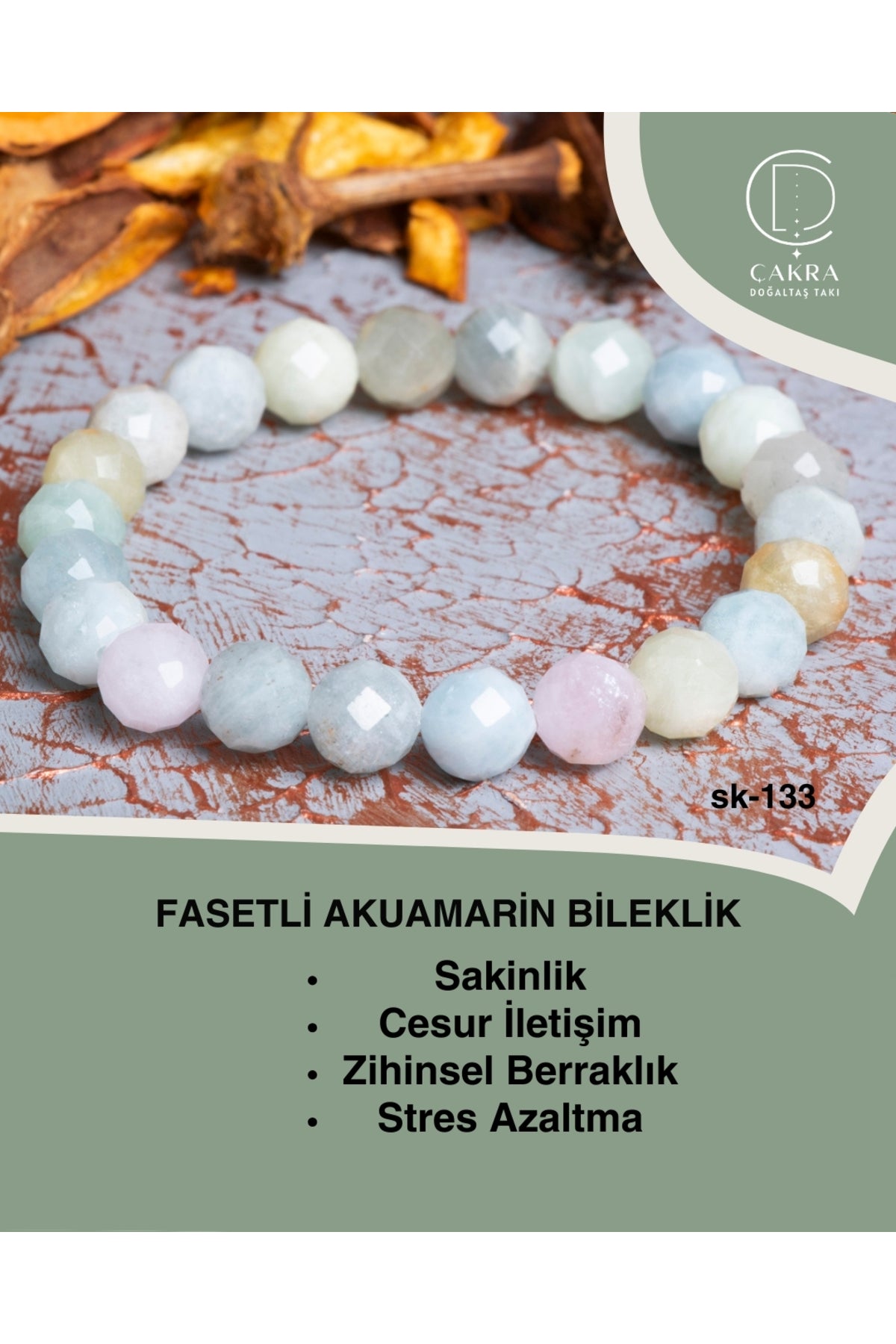 Fasetli Akuamarin Bileklik — görsel 1