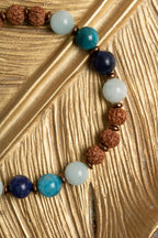 Sertifikalı Doğal Rudraksha, Akuamarin, Apatit ve Lapis Lazuli Taşı Bileklik — görsel 3