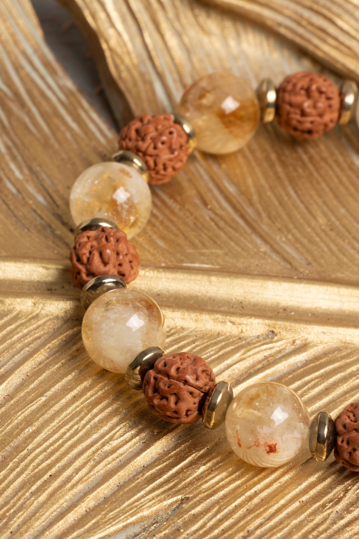 Sertifikalı Doğal Sitrin, Hematit ve Rudraksha Taşı Bileklik — görsel 2