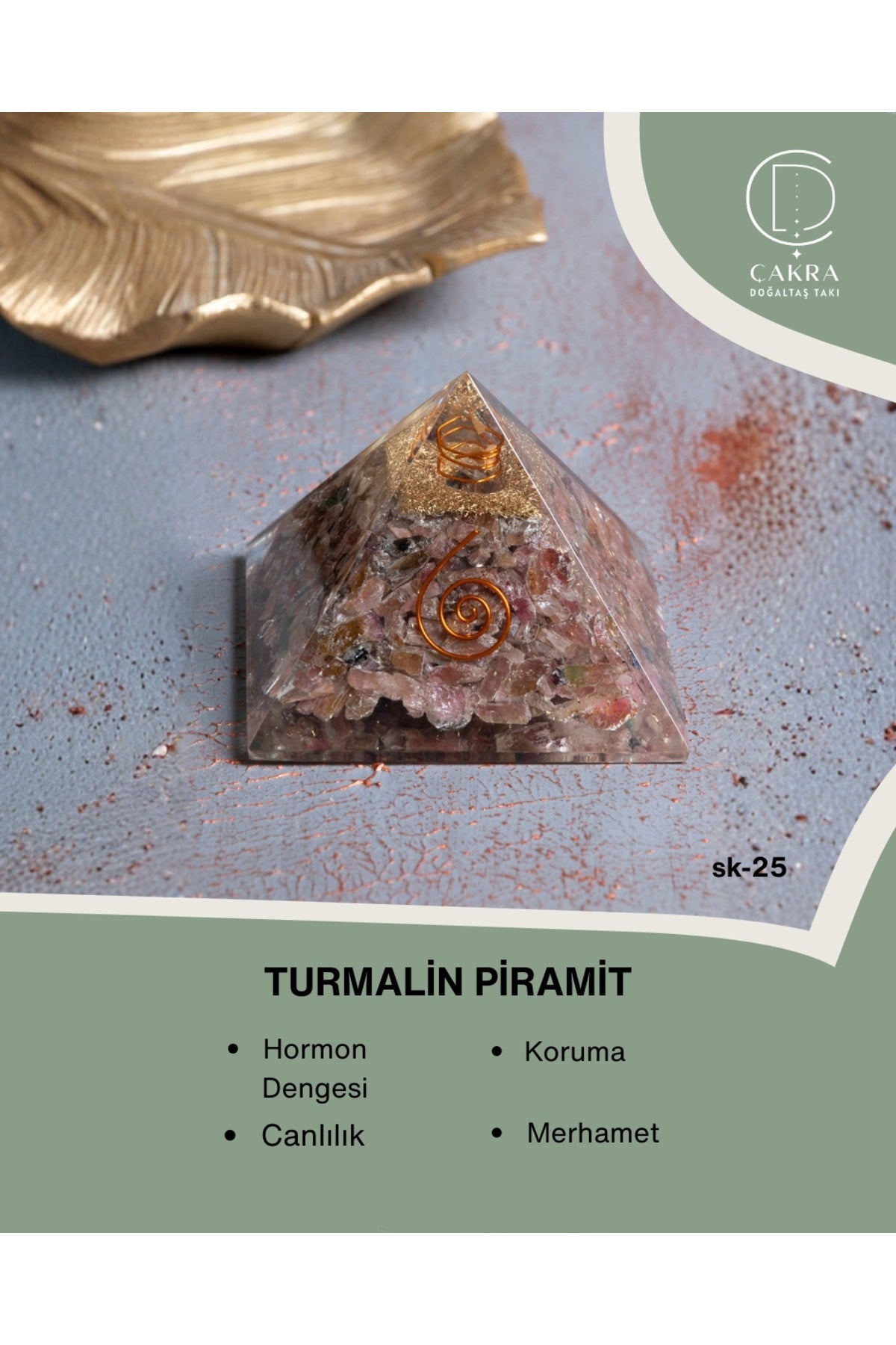 Sertifikalı Turmalin Piramit Obje — görsel 1
