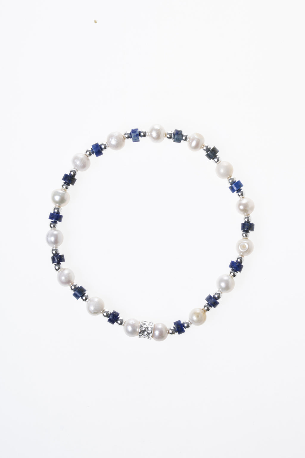 Lapis Lazuli & İnci & Gümüş Aparatlı Bileklik — görsel 6