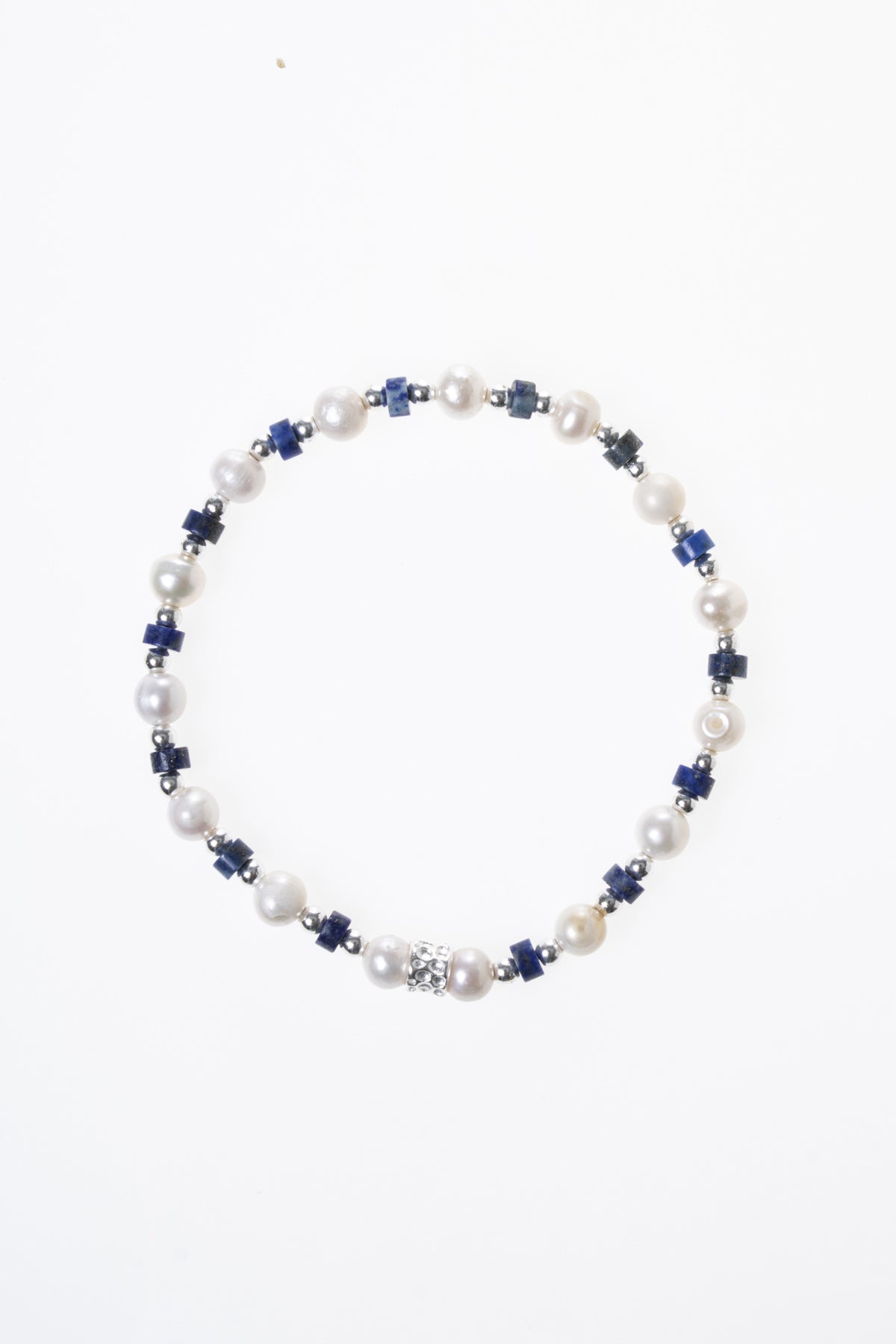 Lapis Lazuli & İnci & Gümüş Aparatlı Bileklik — görsel 6