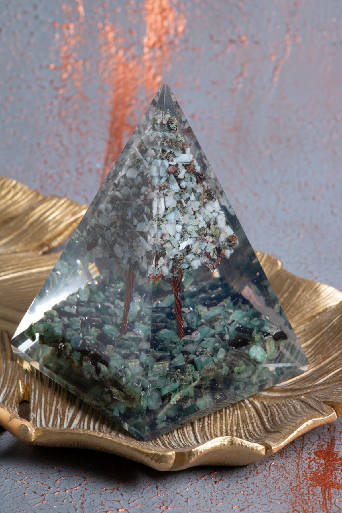 Larimar & Zümrüt Ağaçlı Piramit — görsel 3