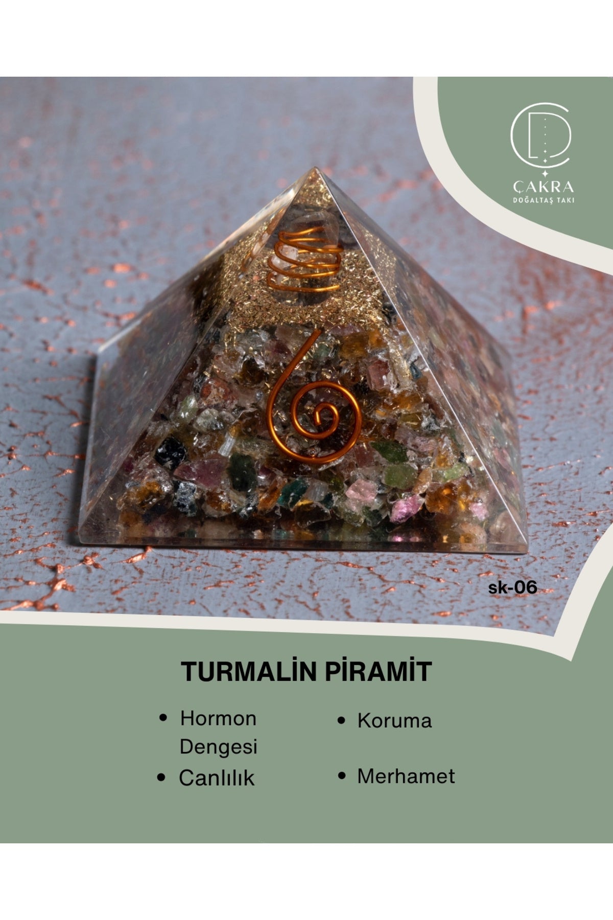 Sertifikalı Turmalin Piramit — görsel 1
