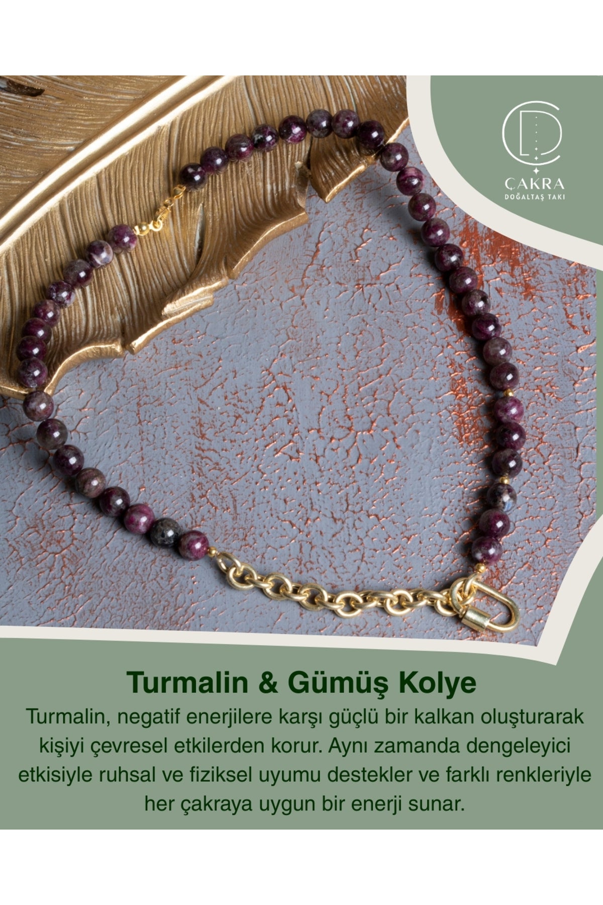 Turmalin & Gümüş Aparatlı Kolye — görsel 1