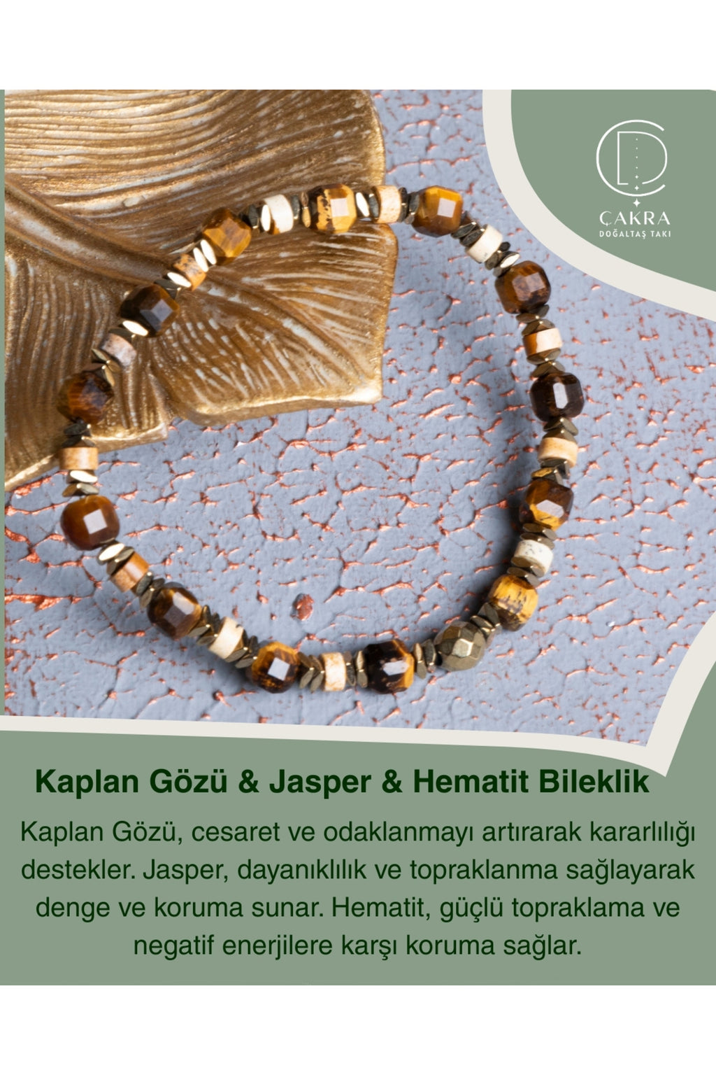 Kaplan Gözü & Jasper & Hematit Bileklik — görsel 1