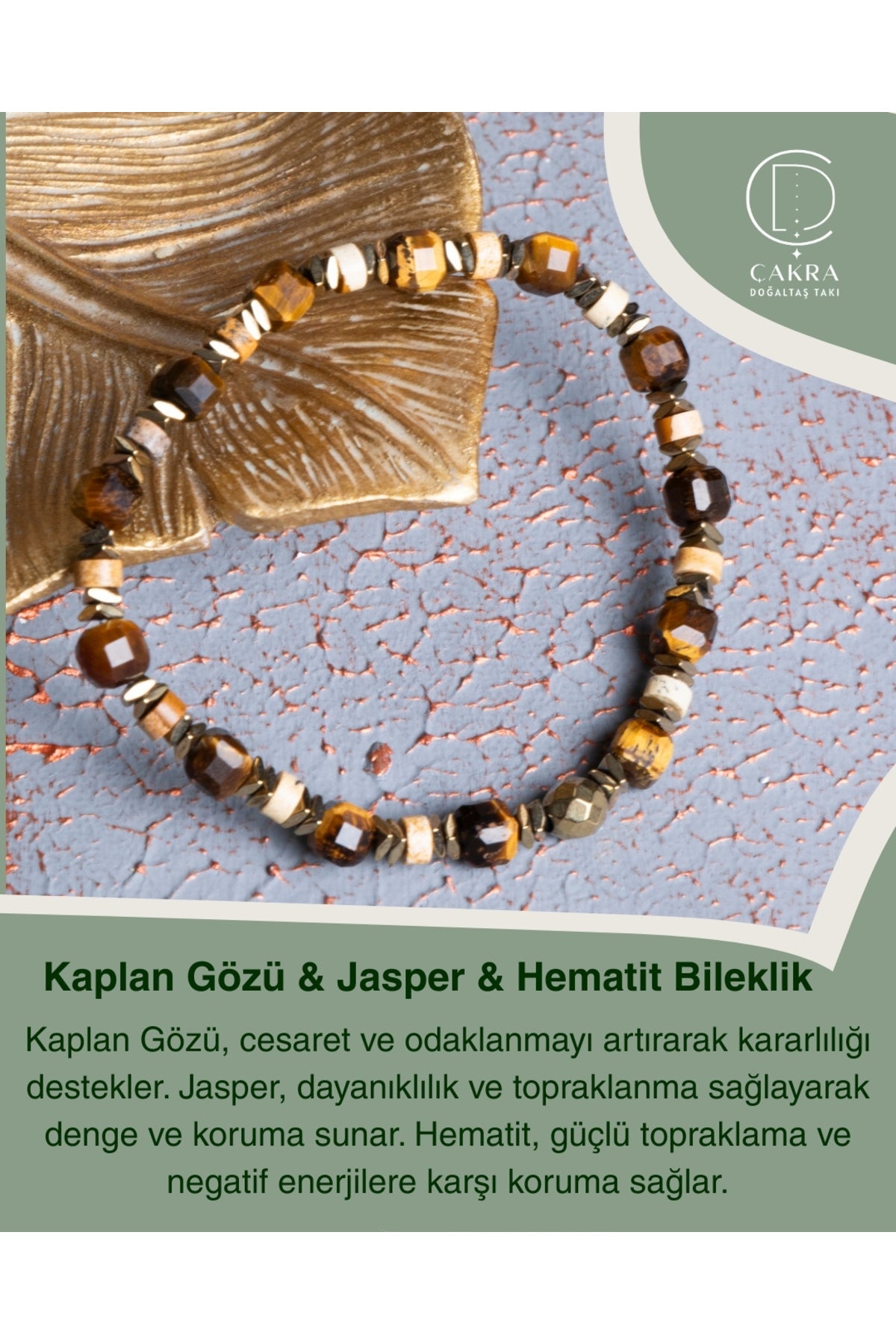 Kaplan Gözü & Jasper & Hematit Bileklik — görsel 1