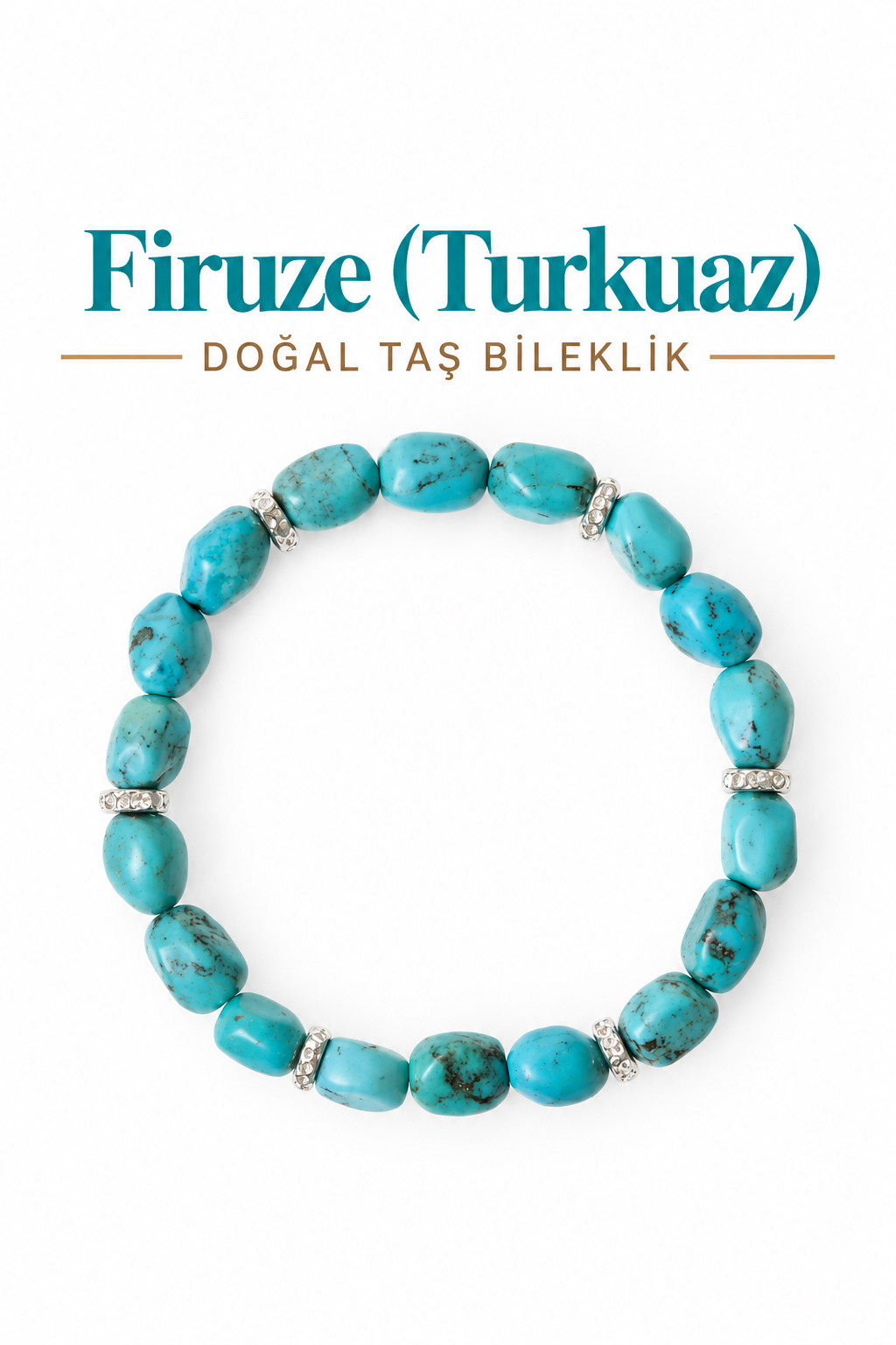 Firuze (Turkuaz) Gümüş Aparatlı Bileklik