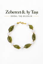 Zebercet & Ay Taşı & Gümüş Aparatlı Bileklik