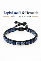 Lapis Lazuli & Hematit Özel Tasarım Makrome Bileklik
