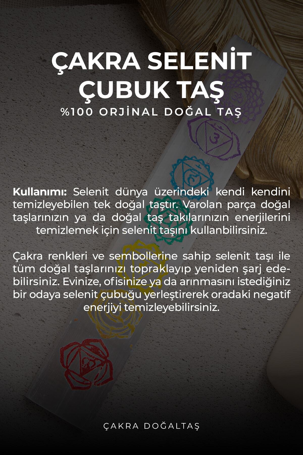 Çakra Sembollü Selenit Doğal Taş Çubuk Arındırma & Şifalandırma Taşı — görsel 2