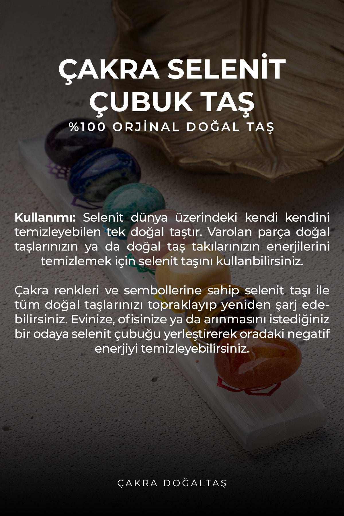 7'li & Selenit Doğal Taş Çubuk Arındırma- Şifalandırma Seti — görsel 2